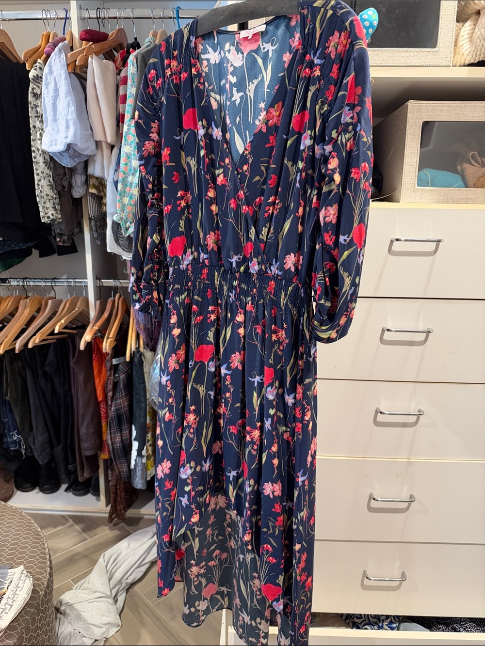 Parker Navy Floral V-Neck Maxi Dress